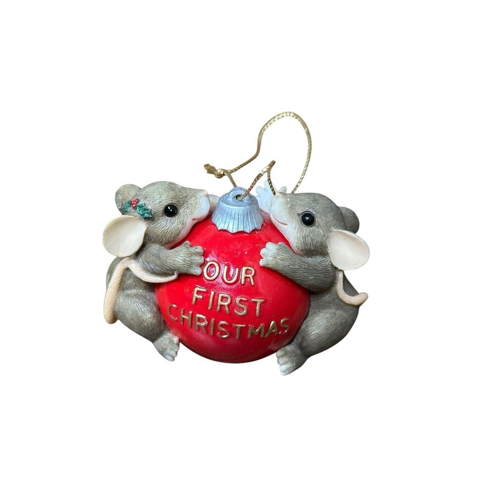 CHARMING TAILS Our First Christmas Ball With You Limited Edition Mice Vtg‎ 90s